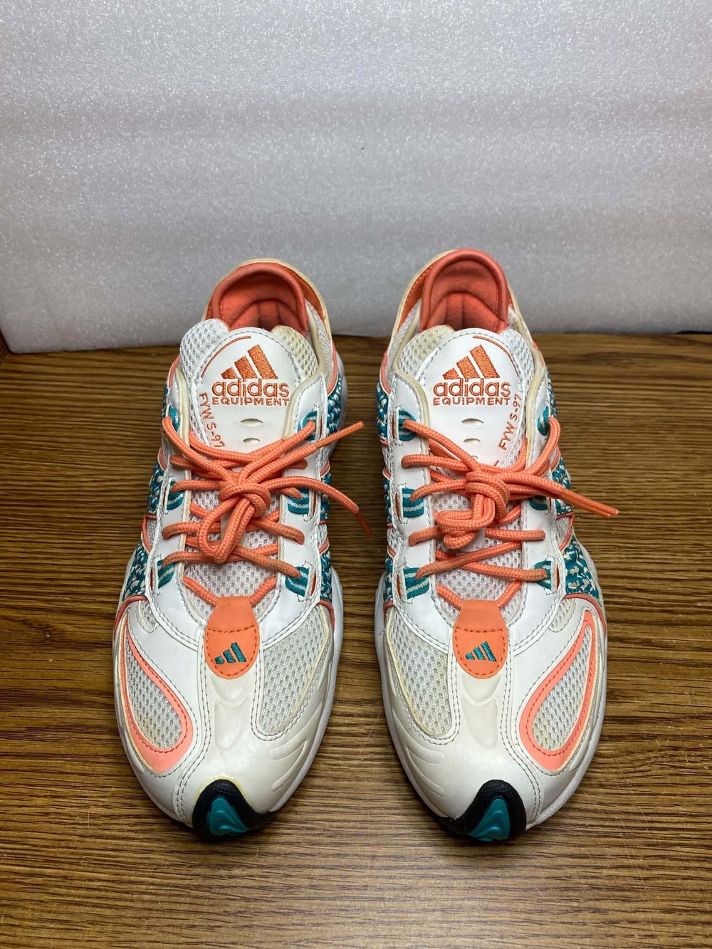 Adidas Men's FYW S-97 Running Sneakers White Aqua Orange Miami Dolphins Size 8M